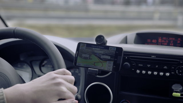 GPS navigation on smartphone showing route