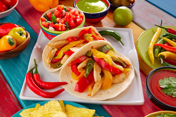 Chicken fajitas tacos mexican food guacamole chili