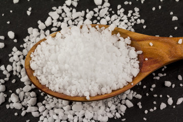 Sea Salt In Wooden Spoon