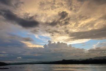 Mekong River on sunset in Thailand