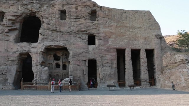 people at the yungang grottoes in datong china