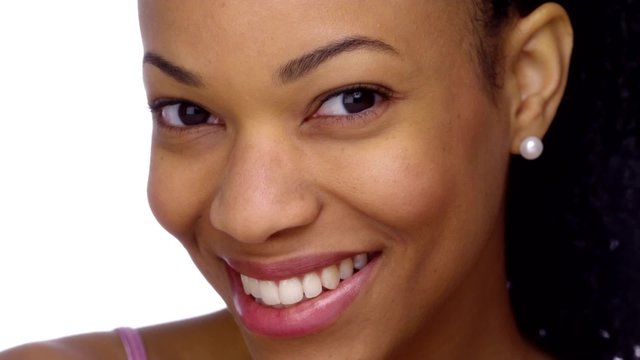 Closeup of black woman smiling