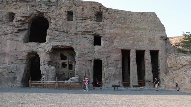 caves at the yungang grottoes in datong china