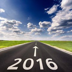 Road business concept for the upcoming new year 2016