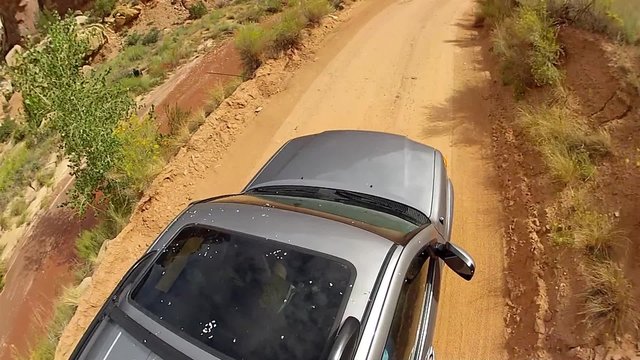 car in a dry desert