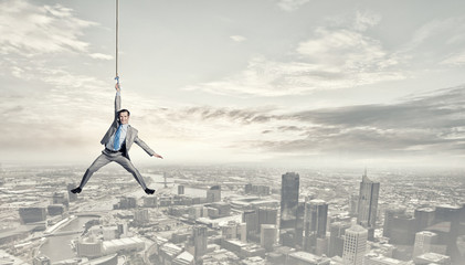 Man hang on rope