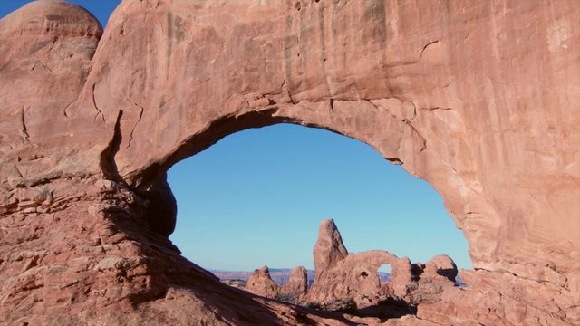 North window and turret arch at arches national park