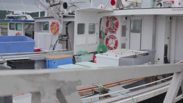 fishing boats in the harbor jib shot