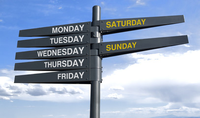 Fototapeta premium Signpost with the days of the week