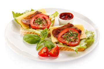 Sandwiches on white background 