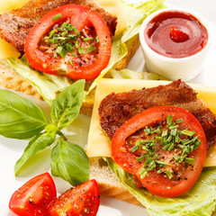 Sandwiches on white background 