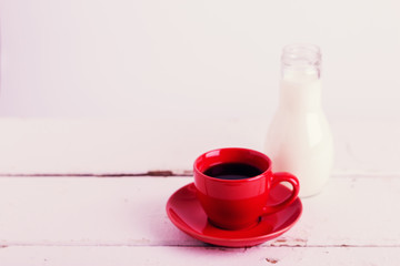 Coffee with milk. Selective focus.
