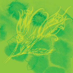 Fototapeta na wymiar Vector swatercolor floral background