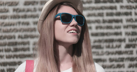 Fashionable Pretty Young Woman Looking Up