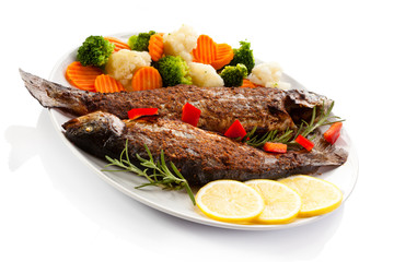 Fish dish - fried trout with vegetables 