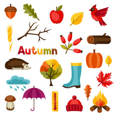 Autumn icon and objects set for design