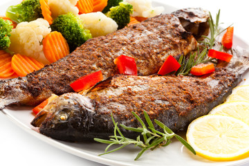 Fish dish - fried trout with vegetables 