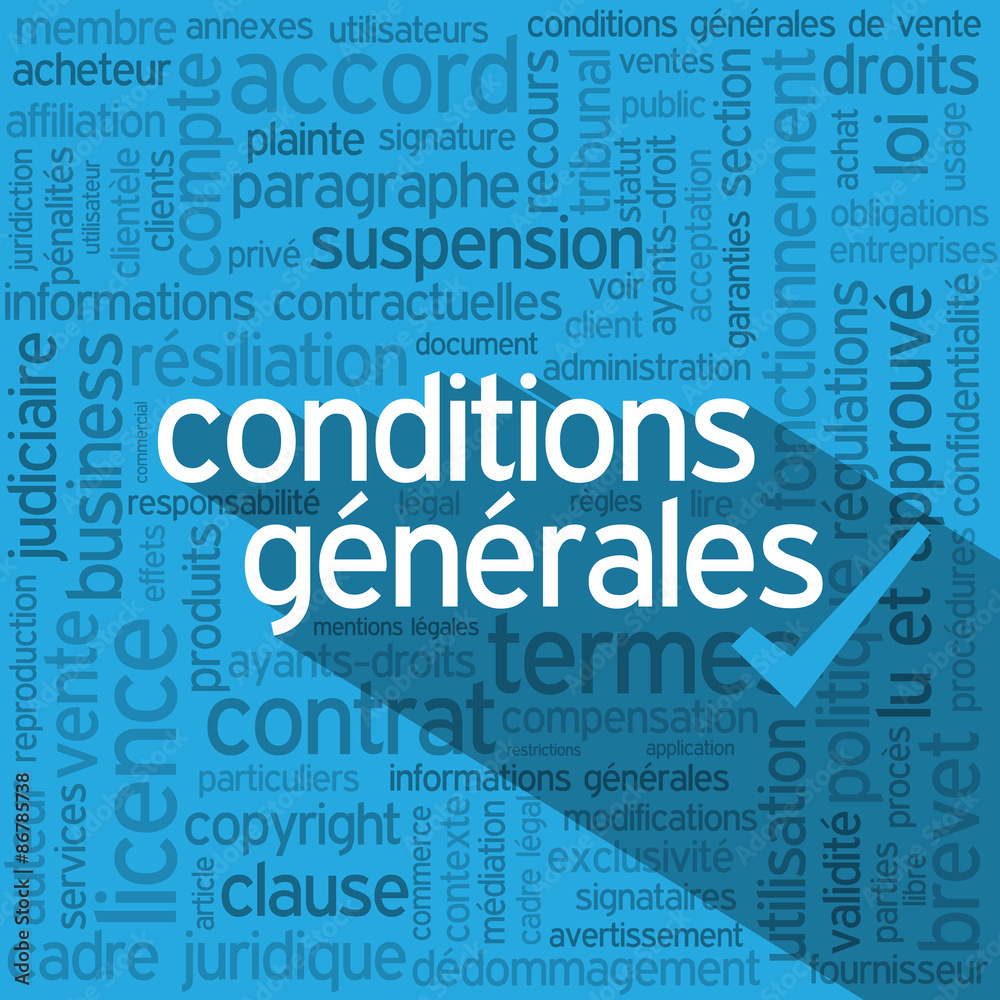 Wall mural nuage de tags conditions generales avec coche