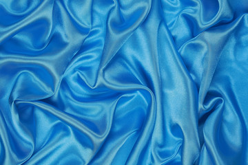 Blue Silk cloth of wavy abstract background