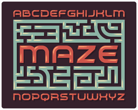 Vintage maze style font