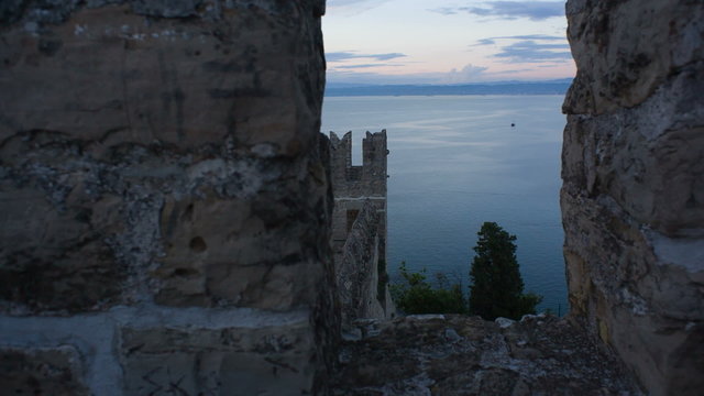 Behind the castle wall sliding to sea landscape