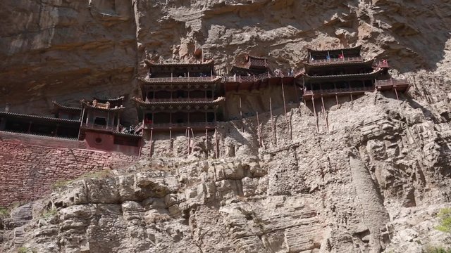 tourists in hanging temple monastery at datong china