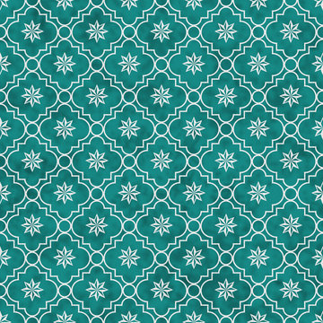 Teal and White Eight Pointed Pinwheel Star Symbol Tile Pattern R