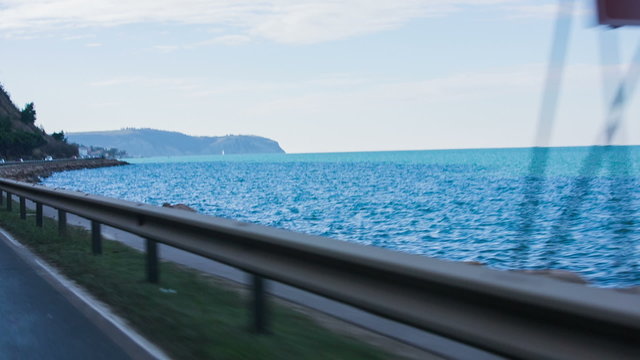 Sea landscape from car vehicle