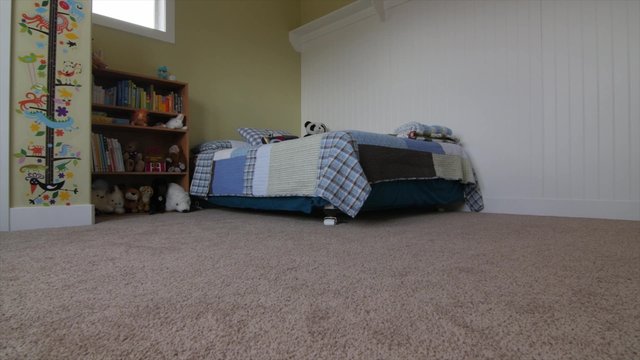 A cool dolly shot of a boys bedroom