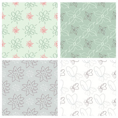 Set of four flower seamless patterns.