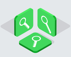 Vector modern 3 isometric app icons 