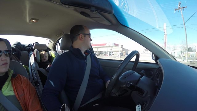 Interior shot of car driving in utah mountains