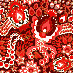 seamless russian pattern.orient or paisley design. vector illust