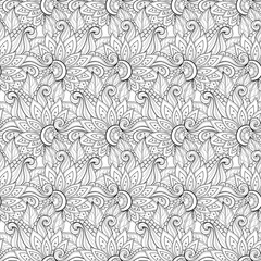 Vector Seamless Monochrome Floral Pattern