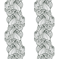 Vector Seamless Contour Floral Pattern