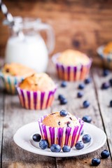 homemade blueberry muffin with milk