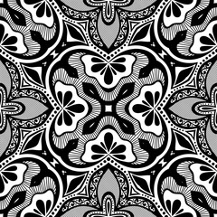Vector Seamless Vintage Black and White Lace Pattern