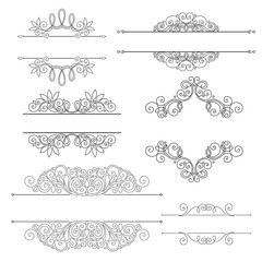 Vector Set of Calligraphic Design Elements and Page Decorations