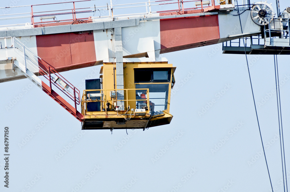 Wall mural Cockpit of a dockside crane. 