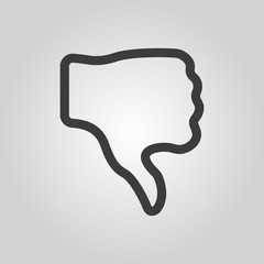 The thumb down icon. Rejected and no, negative symbol. Flat