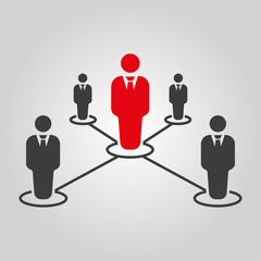 The teamwork icon. Leadership and connection, business teams symbol. Flat