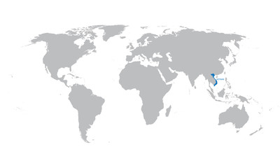 Fototapeta na wymiar vector world map with indication of Vietnam
