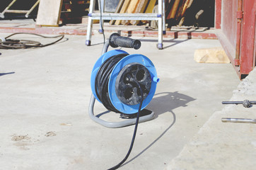 Power plug reel near construction zone