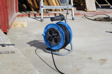 Power plug reel near construction zone