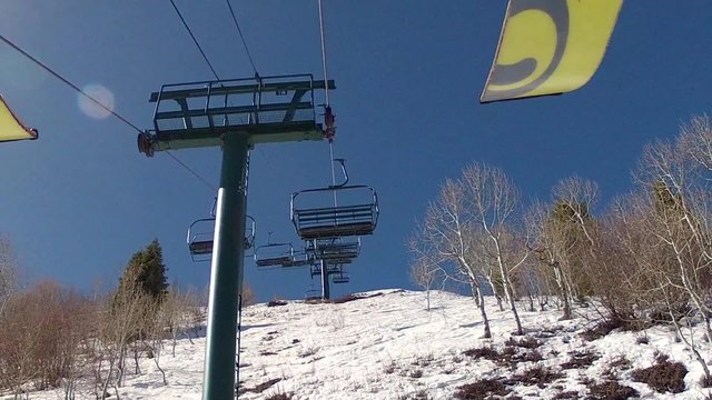 spring skiing at a mountain resort