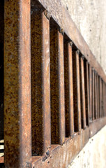 Rusty metal grille on construction area