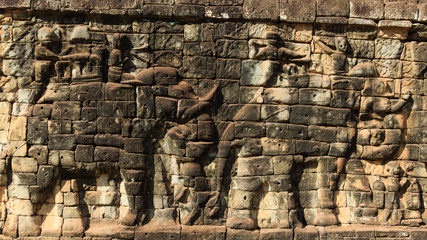 Details of Elephant Terrace in Angkor Thom