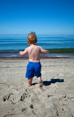 little boy and sea