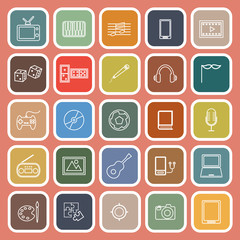 Entertainment line flat icons on orange background