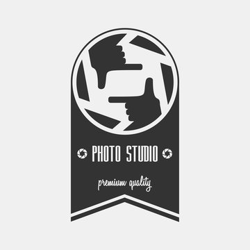 photo studio logo template. Can be used for background on business cards or poster, design element, print on textiles etc.